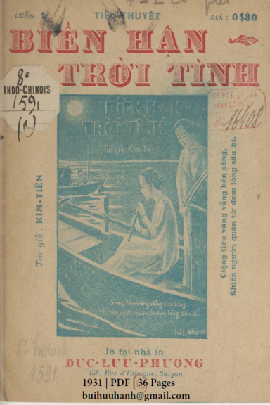 Biển Hận Trời Tình Cuốn 1 (NXB Đức Lưu Phương 1931) - Kim Tiền, 36 Trang