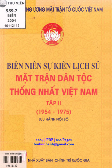 Biên Niên Sự Kiện Lịch Sử Mặt Trận Dân Tộc Thống Nhất Việt Nam Tập 2 (NXB Chính Trị 2004) - Trần Hậu