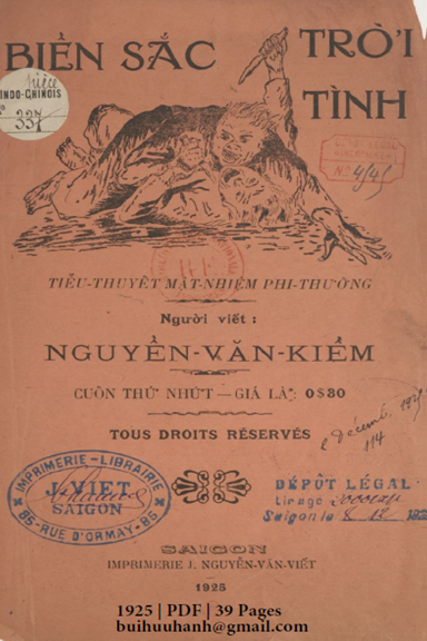Biển Sắc Trời Tình Cuốn 1 (NXB Nguyễn Văn Viết 1925) - Nguyễn Văn Kiềm, 39 Trang