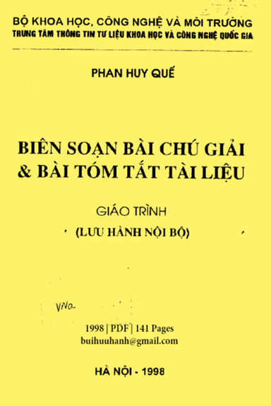 Biên Soạn Bài Chú Giải & Bài Tóm Tắt Tài Liệu (NXB Hà Nội 1998) - Phan Huy Quế, 141 Trang