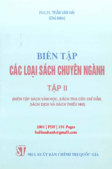 Biên Tập Các Loại Sách Chuyên Ngành Tập 2 (NXB Chính Trị 2001) - Trần Văn Hải, 191 Trang