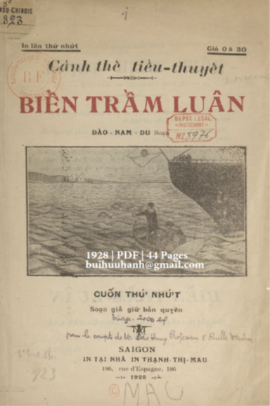 Biển Trầm Luân Cuốn 1 (NXB Thạnh Thị Mậu 1928) - Đào Nam Du, 44 Trang