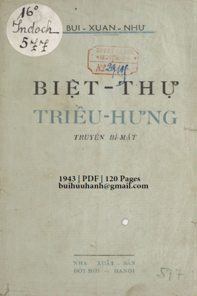 Biệt Thự Triều Hưng (NXB Đời Mới 1943) - Bùi Xuân Như, 120 Trang