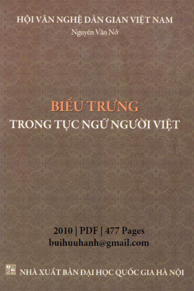 Biểu Trưng Trong Tục Ngữ Người Việt (NXB Đại Học Quốc Gia 2010) - Nguyễn Văn Nở, 477 Trang