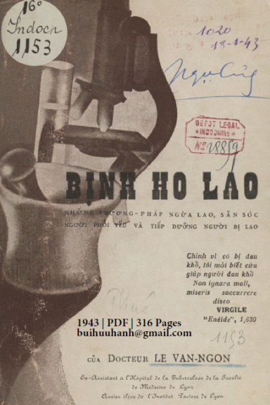 Bịnh Ho Lao (NXB Thụy Ký 1943) - Lê Văn Ngôn, 316 Trang