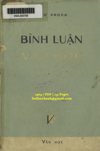 Bình Luận Văn Học 1958-1963 (NXB Văn Học 1969) - Như Phong, 231 Trang