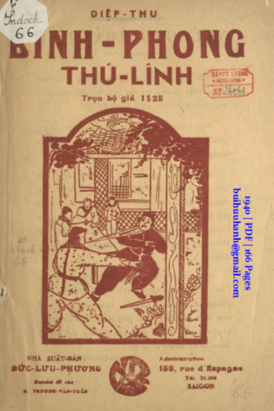 Bình Phong Thũ Lĩnh (NXB Đức Lưu Phương 1940) - Diệp Thu, 166 Trang