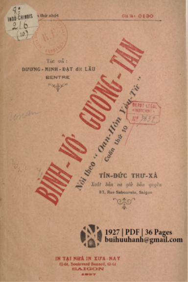 Bình Vở Gương Tan Cuốn 10 (NXB Tín Đức Thư Xã 1927) - Dương Minh Đạt, 36 Trang