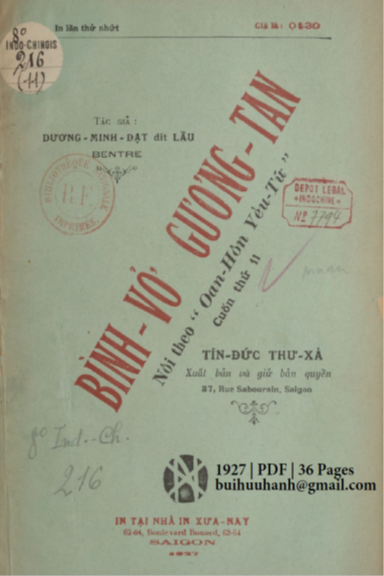 Bình Vở Gương Tan Cuốn 11 (NXB Tín Đức Thư Xã 1927) - Dương Minh Đạt, 36 Trang