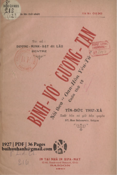 Bình Vở Gương Tan Cuốn 12 (NXB Tín Đức Thư Xã 1927) - Dương Minh Đạt, 36 Trang