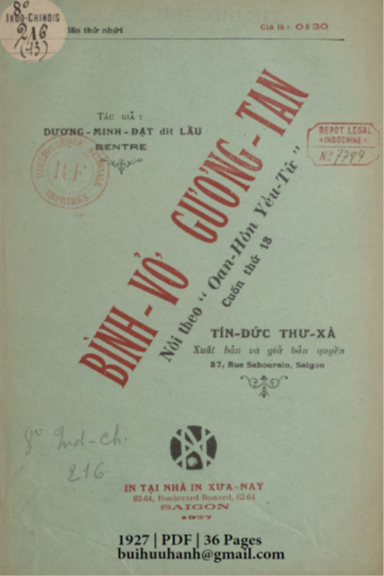 Bình Vở Gương Tan Cuốn 13 (NXB Tín Đức Thư Xã 1927) - Dương Minh Đạt, 36 Trang