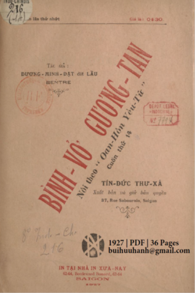Bình Vở Gương Tan Cuốn 14 (NXB Tín Đức Thư Xã 1927) - Dương Minh Đạt, 36 Trang