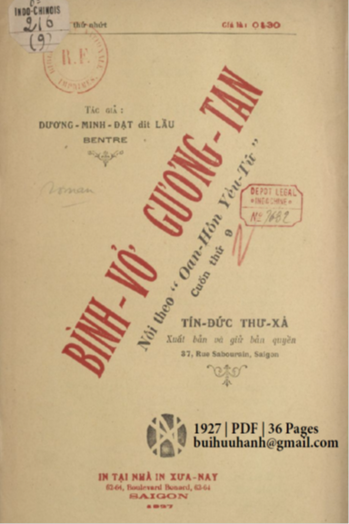 Bình Vở Gương Tan Cuốn 9 (NXB Tín Đức Thư Xã 1927) - Dương Minh Đạt, 36 Trang