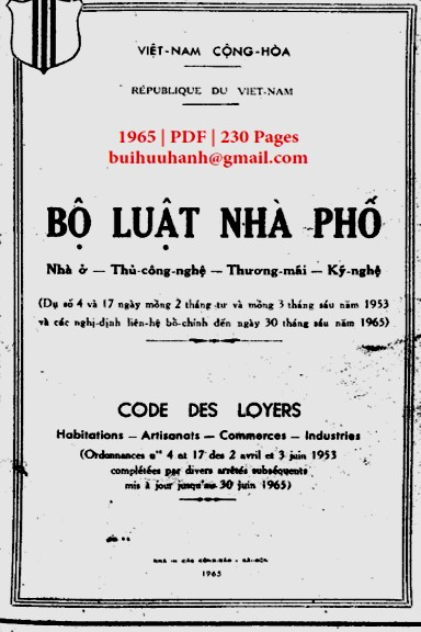 Bộ Luật Nhà Phố (NXB Sài Gòn 1965) - Nhiều Tác Giả, 230 Trang