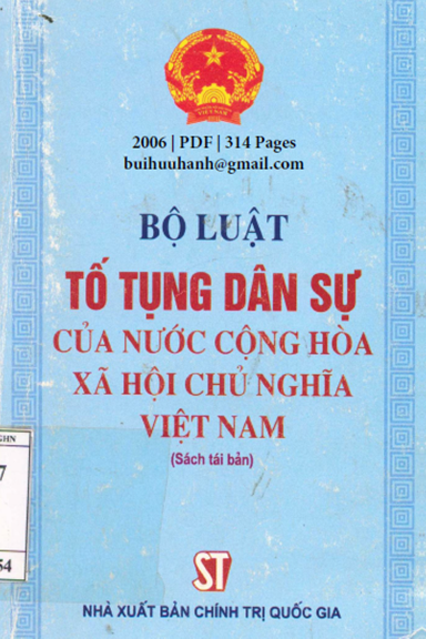 Bộ Luật Tố Tụng Dân Sự (NXB Chính Trị 2006) - Trần Đức Lương, 314 Trang
