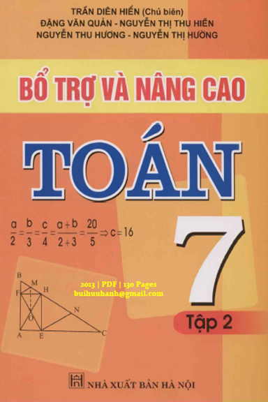Bổ Trợ Và Nâng Cao Toán 7 Tập 2 (NXB Hà Nội 2013) - Trần Diên Hiển, 130 Trang