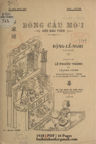 Bóng Cầu Mời (NXB Xưa Nay 1928) - Đặng Lễ Nghi, 16 Trang