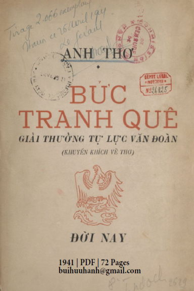 Bức Tranh Quê (NXB Đời Nay 1941) - Anh Thơ, 72 Trang