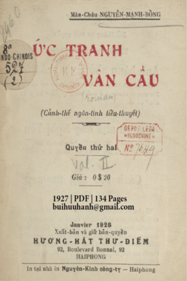 Bức Tranh Vân Cẩu Quyển 2 (NXB Hương Hát Thư Điếm 1927) - Nguyễn Mạnh Bổng, 134 Trang