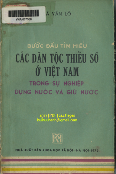 Bước Đầu Tìm Hiểu Các Dân Tộc Thiểu Số Ở Việt Nam (NXB Khoa Học Xã Hội 1973) - Lã Văn Lô, 214 Trang
