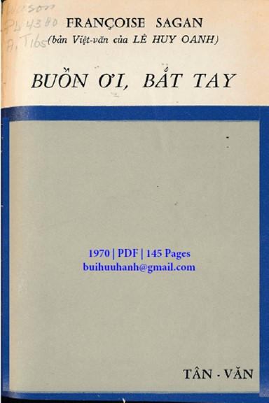 Buồn Ơi, Bắt Tay (NXB Tân Văn 1970) - Françoise Sagan, 145 Trang