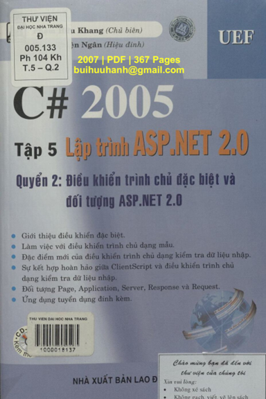 C# 2005 Tập 5-Lập Trình ASP.NET 2.0 Quyển 2 Điều Khiển Trình Chủ Đặc Biệt Và Đối Tượng ASP.NET 2.0