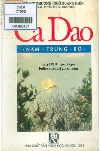 Ca Dao Nam Trung Bộ (NXB Khoa Học Xã Hội 1994) - Thạch Phương, 504 Trang