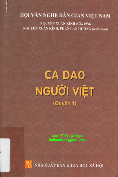 Ca Dao Người Việt Quyển 1 (NXB Khoa Học Xã Hội 2015) - Nguyễn Xuân Kính, 498 Trang