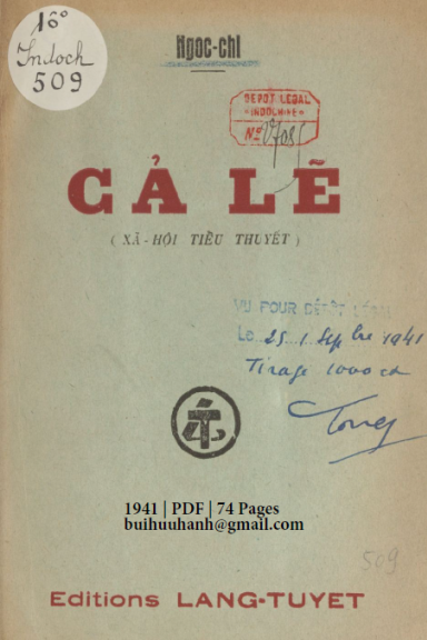 Cả Lẽ (NXB Lăng Tuyết 1941) - Ngọc Chi, 74 Trang