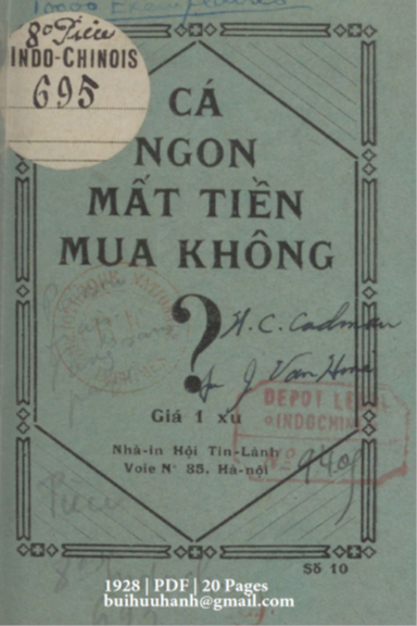 Cá Ngon Mất Tiền Mua Không (NXB Tin Lành 1928) - Nhiều Tác Giả, 20 Trang