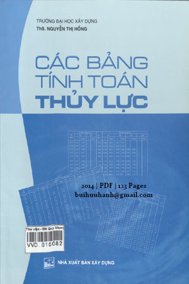 Các Bảng Tính Toán Thủy Lực (NXB Xây Dựng 2014) - Nguyễn Thị Hồng, 123 Trang