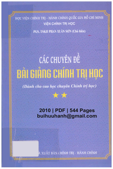 Các Chuyên Đề Bài Giảng Chính Trị Học Tập 2 (NXB Chính Trị Hành Chính 2010) - Phan Xuân Sơn