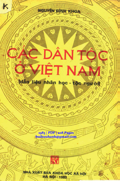 Các Dân Tộc Ở Việt Nam (NXB Khoa Học Xã Hội 1983) - Nguyễn Đình Khoa, 208 Trang