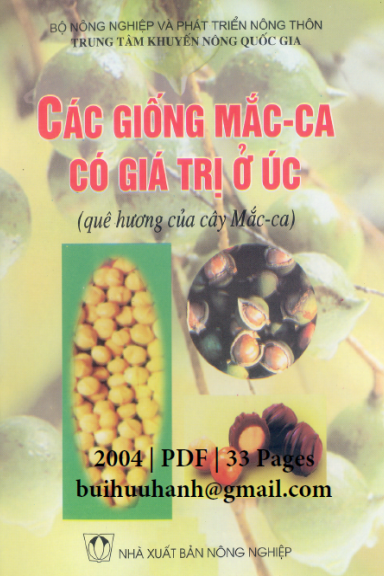Các Giống Mắc Ca Có Giá Trị Ở Úc (NXB Nông Nghiệp 2004) - Nguyễn Công Tạn, 33 Trang