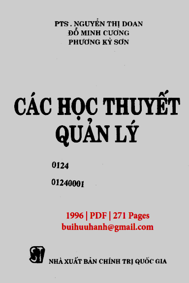 Các Học Thuyết Quản Lý (NXB Chính Trị 1996) - Nguyễn Thị Doan, 271 Trang