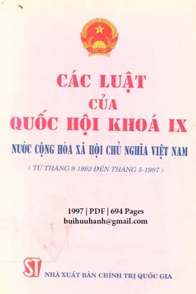 Các Luật Của Quốc Hội Khóa IX (NXB Chính Trị 1997) - Nông Đức Mạnh, 694 Trang