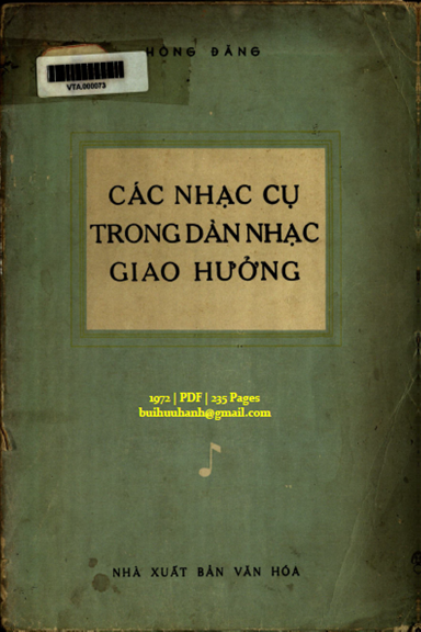 Các Nhạc Cụ Trong Dàn Nhạc Giao Hưởng (NXB Văn Hóa 1972) - Hồng Đăng, 235 Trang