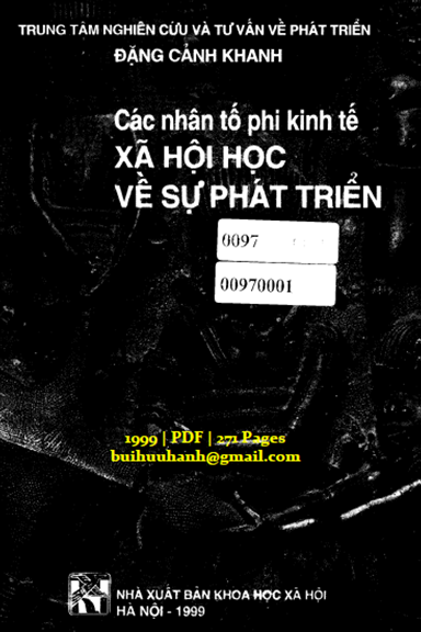 Các Nhân Tố Phi Kinh Tế Xã Hội Học Về Sự Phát Triển (NXB Khoa Học Xã Hội 1999) - Đặng Cảnh Khanh