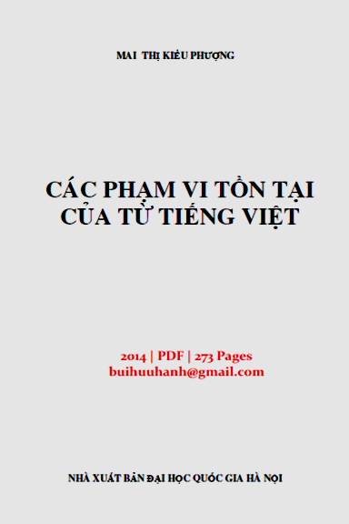 Các Phạm Vi Tồn Tại Của Từ Tiếng Việt (NXB Đại Học Quốc Gia 2014) - Mai Thị Kiều Phượng, 273 Trang
