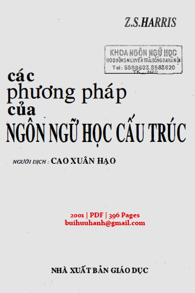 Các Phương Pháp Của Ngôn Ngữ Học Cấu Trúc (NXB Giáo Dục 2001) - Z.S.Harris, 396 Trang