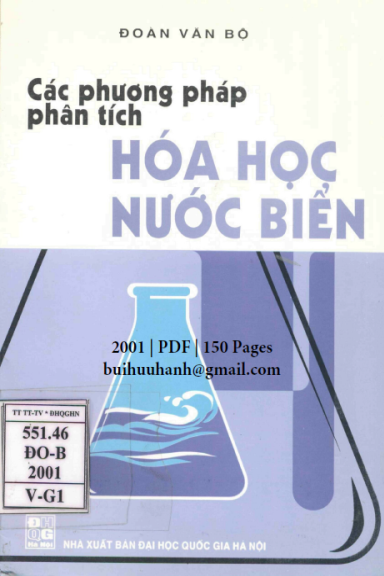 Các Phương Pháp Phân Tích Hóa Học Nước Biển (NXB Đại Học Quốc Gia 2001) - Đoàn Văn Bộ, 150 Trang