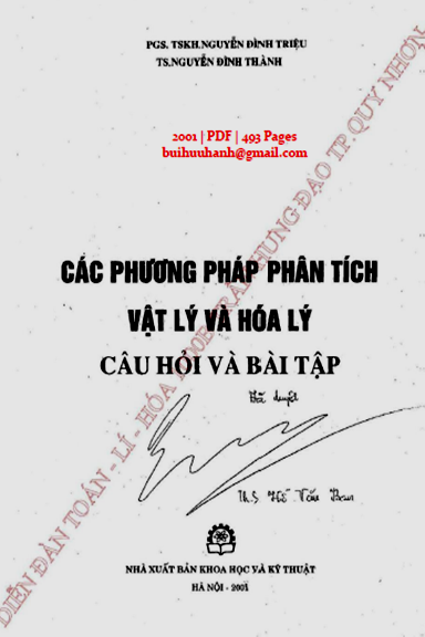 Các Phương Pháp Phân Tích Vật Lý Và Hóa Lý (NXB Khoa Học Kỹ Thuật 2001) - Nguyễn Đình Triệu