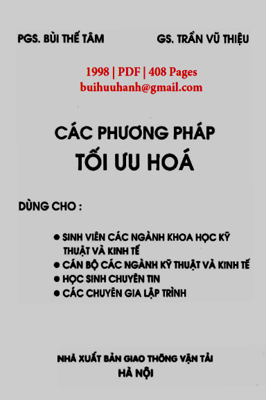 Các Phương Pháp Tối Ưu Hóa (NXB Giao Thông Vận Tải 1998) - Bùi Thế Tâm, 408 Trang