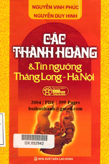 Các Thành Hoàng Và Tín Ngưỡng Thăng Long-Hà Nội (NXB Lao Động 2004) - Nguyễn Vinh Phúc, 399 Trang