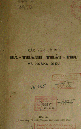 Các Văn Cổ Về Hà Thành Thất Thủ Và Hoàng Diệu (NXB Sông Nghị 1950) - Nhiều Tác Giả, 69 Trang