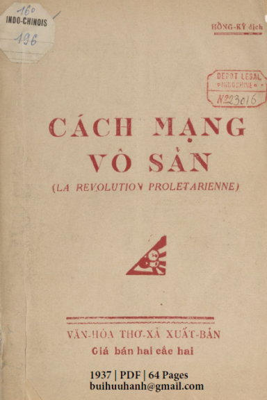 Cách Mạng Vô Sản (NXB Văn Hóa Thơ Xã 1937) - Hồng Ký, 64 Trang