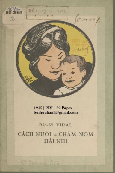 Cách Nuôi Và Chăm Nom Hài Nhi (NXB Hà Nội 1935) - Vidal, 39 Trang