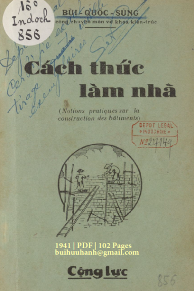 Cách Thức Làm Nhà (NXB Cộng Lực 1941) - Bùi Quốc Sủng, 102 Trang