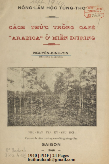 Cách Thức Trồng Cafê Arabica Ở Miền Djiring (NXB Khoa Học 1940) - Vũ Đình Tín, 24 Trang