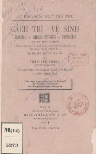 Cách Trí Vệ Sinh (NXB Hà Nội 1911) - Trần Văn Thông, 92 Trang